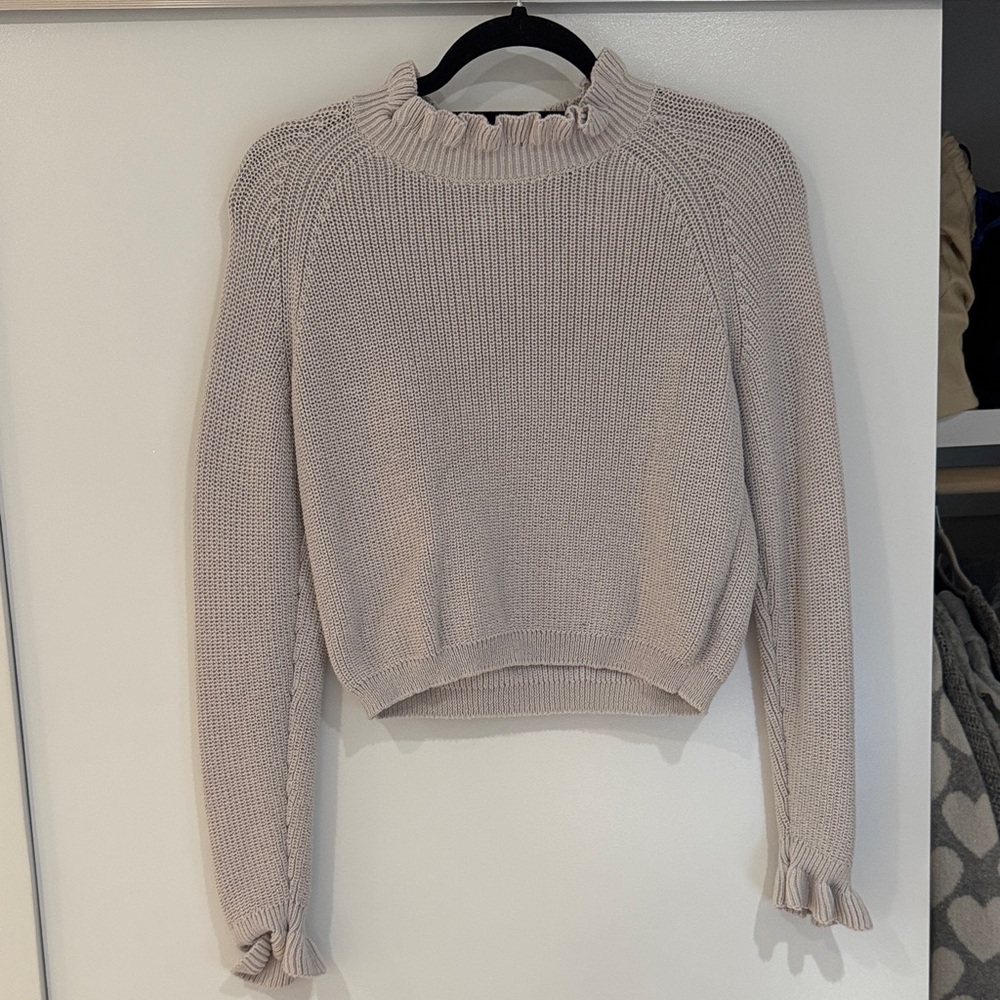 Elegant Gray Ruffle Sweater
